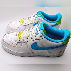 Nike Kids Air Force 1 Shoes - Size 7Y- White and Blue